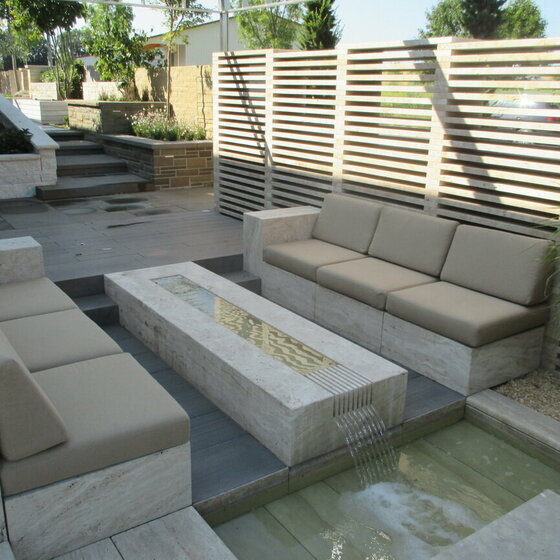 Lounge Möbel Finca beige mit Wassertisch und beiger Polsterung