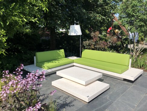 Lounge Möbel Bianco Adria mit grüner Polsterung für stilvolle Außenbereiche